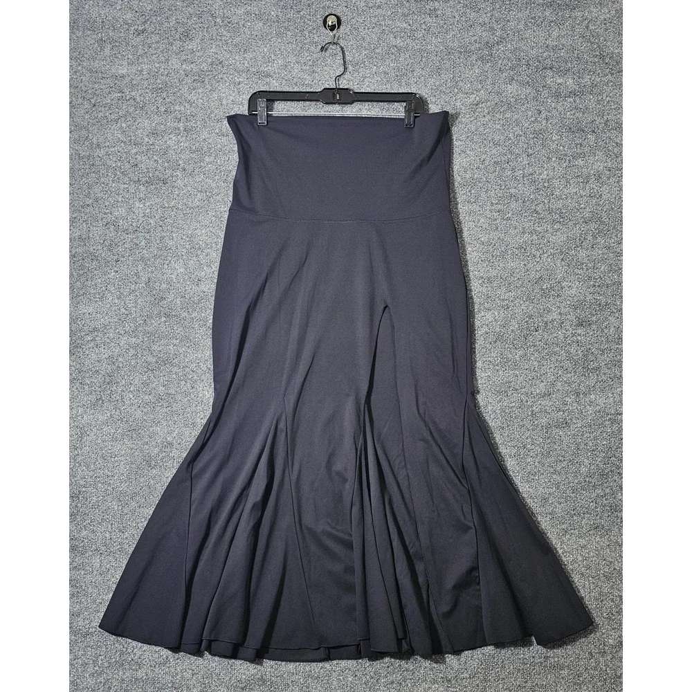 Popflex‎ Mermaid Maxi Skirt Size XL Petite Fold Over Waistband Black Stretch